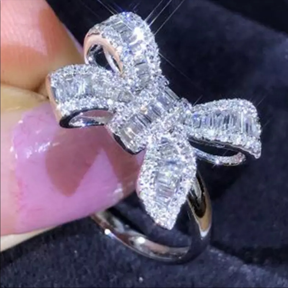New 925 Sterling Silver Diamond Baguette - Picture 1 of 2